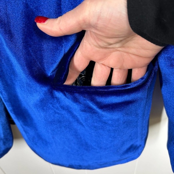 NEW Wzikai Blue Velvet One Button Blazer Small - Picture 5 of 10